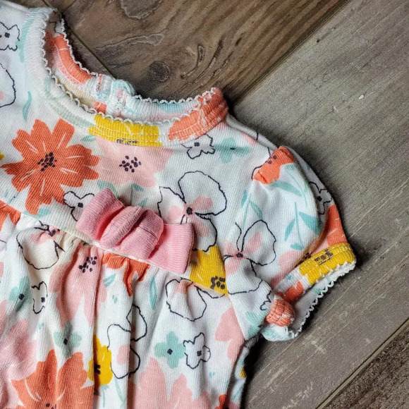 Carter's Child of Mine Coral & Pink Floral 2 in 1 Dress Size 3-6 Months - Picture 5 of 10